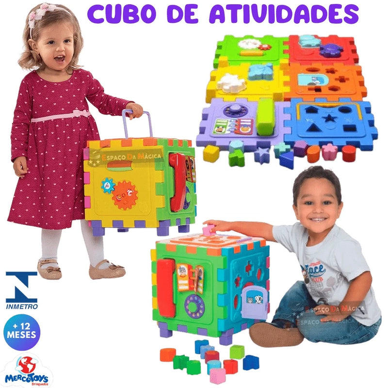 Brinquedo Educativo Cubo Didático Grande Encaixe Montessori 1 Ano 2 Anos 3 Anos - Cubo De Atividades
