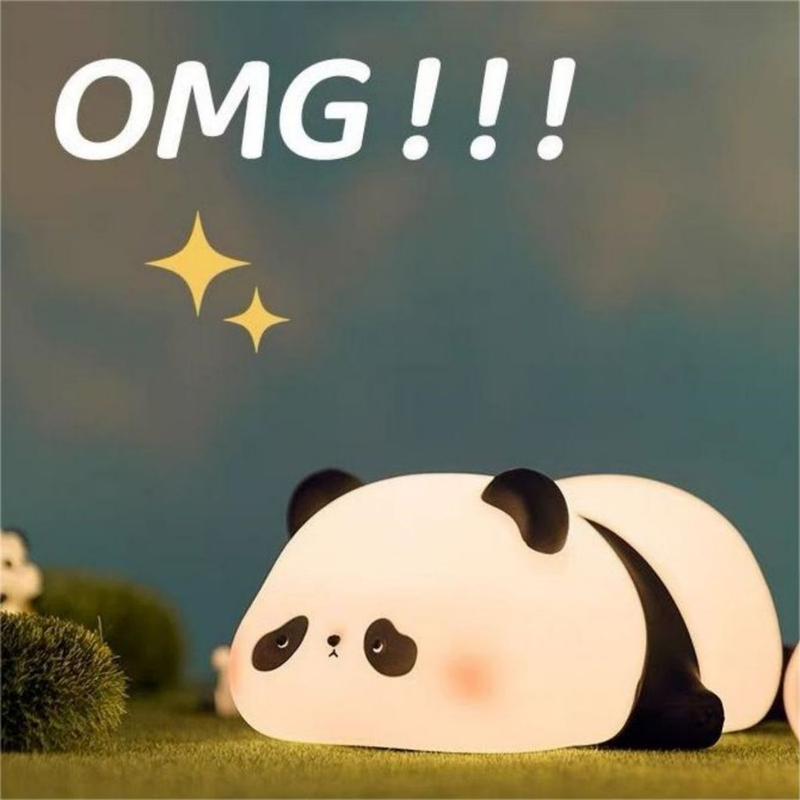 Luminária de Silicone Nocturna Sensor De Toque Panda Fofa Recarregável USB Candeeiro Decoração