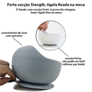 Kit 8pçs Talheres de Silicone p/ Bebê c/ Ventosa, Colher, Garfo, Canudo e Babador Infantil