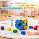 Brinquedo Infantil Pato de Argolas + Cubo Didatico Empilhar Criança Presente 1 Ano Menino e Menina