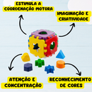 Brinquedo Infantil Pato de Argolas + Cubo Didatico Empilhar Criança Presente 1 Ano Menino e Menina